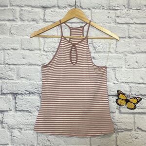 Heart & Hips Striped Keyhole Tank Size Medium